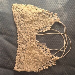 Free People Floral Lace Bralette in Cream